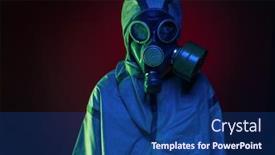 Presentation with gas - PPT layouts enhanced with man-in-gas-mask background and a ocean colored foreground