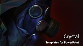  Presentation with gas - PPT theme consisting of man-in-gas-mask background and a black colored foreground