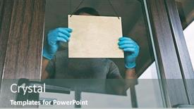 Presentation with medical sign - Colorful PPT layouts enhanced with man-in-gloves-and-medical backdrop and a ocean colored foreground