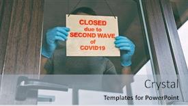  Presentation with medical sign - Theme enhanced with man-in-gloves-and-medical background and a light blue colored foreground