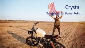  Presentation with american flag waving - PPT theme enhanced with man in golden helmet waving background and a  colored foreground