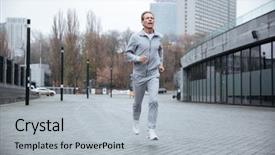  Presentation with elderly - Presentation consisting of man in gray sportswear running background and a light gray colored foreground