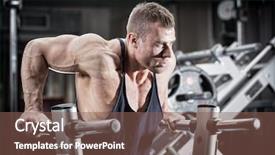  Presentation with dip - Beautiful slide deck featuring man in gym doing dip backdrop and a violet colored foreground