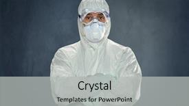  Presentation with hazmat - Slides having man in hazmat suit protective background and a light gray colored foreground