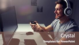  Presentation with entertainment - Beautiful presentation theme featuring man in headset with controller backdrop and a  colored foreground