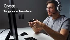  Presentation with video game 3d play games - Presentation having man in headset with controller background and a  colored foreground