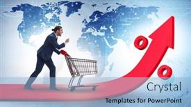  Presentation with grocery - PPT theme having man-in-high-grocery-inflation background and a light blue colored foreground