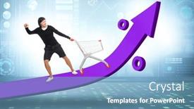  Presentation with grocery - Presentation theme featuring man-in-high-grocery-inflation background and a teal colored foreground