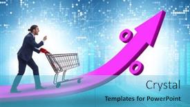  Presentation with inflation - Presentation theme consisting of man-in-high-grocery-inflation background and a light blue colored foreground
