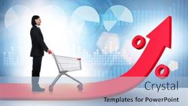  Presentation with inflation - Theme having man-in-high-grocery-inflation background and a light blue colored foreground