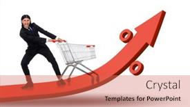  Presentation with inflation - Presentation theme consisting of man-in-high-grocery-inflation background and a coral colored foreground