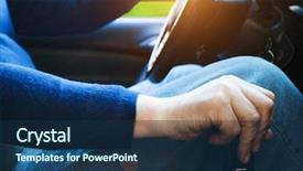  Presentation with car - PPT theme having vitesse - detail of a man background and a navy blue colored foreground