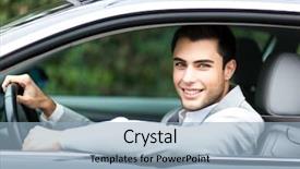  Presentation with car - Colorful presentation theme enhanced with man in his new car backdrop and a light blue colored foreground