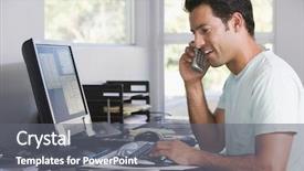  Presentation with home office - Presentation having home office on telephone background and a gray colored foreground