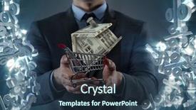  Presentation with mortgage - PPT theme with man in house purchase mortgage concept background and a tawny brown colored foreground