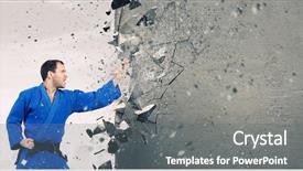  Presentation with kimono - Theme with man in kimono breaking wall background and a gray colored foreground