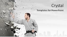  Presentation with kimono - Amazing presentation having man in kimono breaking wall backdrop and a light gray colored foreground