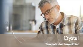  Presentation with newspaper - PPT theme having man in kitchen reading newspaper background and a gray colored foreground