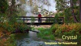  Presentation with park - Presentation theme having man-in-lassen-volcanic-national background and a tawny brown colored foreground