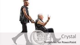  Presentation with leather - PPT theme with man-in-leather-clothes background and a white colored foreground