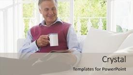  Presentation with kids room children smile - Presentation theme having man in living room with coffee reading newspaper smiling background and a light gray colored foreground