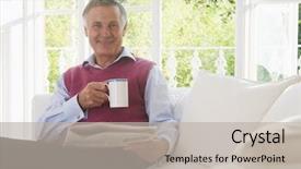  Presentation with kids room children smile - Audience pleasing presentation consisting of man in living room with coffee reading newspaper smiling backdrop and a light gray colored foreground