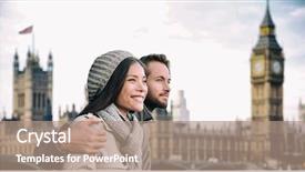  Presentation with united kingdom - Presentation design featuring man in london england united background and a coral colored foreground