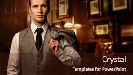  Presentation with luxury - PPT theme with man in luxury vintage interior background and a wine colored foreground