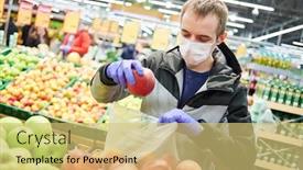  Presentation with food mask - Amazing presentation design having man-in-mask-and-protective backdrop and a yellow colored foreground