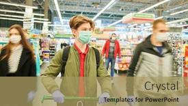  Presentation with mask - Presentation design with man-in-mask-and-protective background and a coral colored foreground