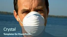  Presentation with oil gas - Amazing slide deck having oil gas contamination - man in mask backdrop and a ocean colored foreground