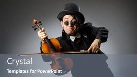  Presentation with art culture and music - Slide deck featuring man in musical art concept background and a gray colored foreground