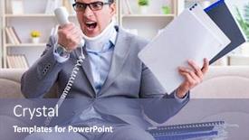  Presentation with cervical - Presentation design with man-in-neck-brace-cervical background and a ocean colored foreground