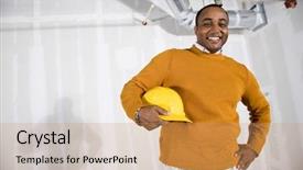  Presentation with office ergonomics man worker exercising - Cool new presentation with young beautiful woman with a glass of drink sitting in a cafe backdrop and a sky blue colored foreground