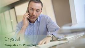  Presentation with phone - Amazing theme having man-in-office-talking backdrop and a mint green colored foreground