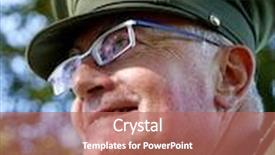  Presentation with old man - Colorful theme enhanced with man in old german ddr backdrop and a coral colored foreground