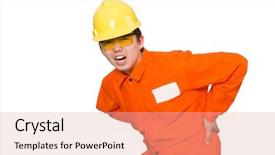  Presentation with orange - Audience pleasing presentation theme consisting of man in orange coveralls isolated backdrop and a lemonade colored foreground