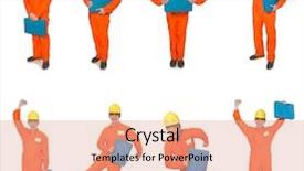  Presentation with orange - Colorful presentation design enhanced with man in orange coveralls isolated backdrop and a lemonade colored foreground