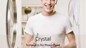  Presentation with toothpaste - PPT layouts featuring w c - man in pajamas in bathroom background and a soft green colored foreground