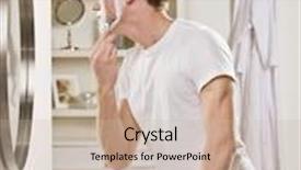  Presentation with razor - Theme enhanced with w c - man in pajamas in bathroom background and a soft green colored foreground