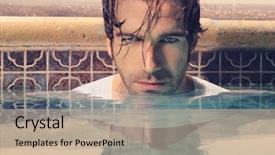  Presentation with subtle - Beautiful PPT theme featuring man in pool with subtle backdrop and a mint green colored foreground