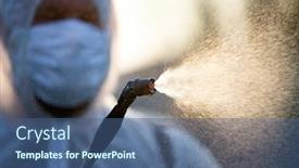  Presentation with 2019 - Beautiful slides featuring man-in-protective-equipment-decontaminating backdrop and a ocean colored foreground