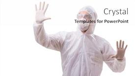  Presentation with man in suit guitar - Beautiful slide set featuring gathering virtual - man in protective suit isolated backdrop and a white colored foreground