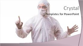  Presentation with man in suit guitar - Colorful slide set enhanced with man-in-protective-suit-isolated backdrop and a white colored foreground