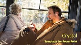  Presentation with public transport - Cool new theme with man-in-public-transport-sitting backdrop and a tawny brown colored foreground