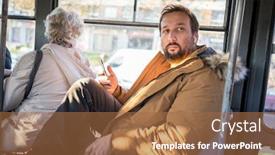  Presentation with public transport - PPT layouts enhanced with man-in-public-transport-sitting background and a red colored foreground