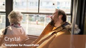  Presentation with public transport - PPT theme consisting of man-in-public-transport-sitting background and a red colored foreground