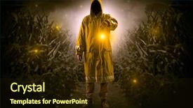  Presentation with dj night party - Presentation theme having man in raincoat at night background and a  colored foreground