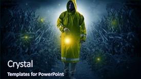  Presentation with second coming - Slide set featuring man in raincoat at night background and a  colored foreground