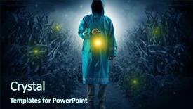  Presentation with night - Audience pleasing slides consisting of man in raincoat at night backdrop and a  colored foreground